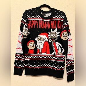 Rick and‎ Morty Adult Swim Christmas Sweater - Happy Human Holiday size small